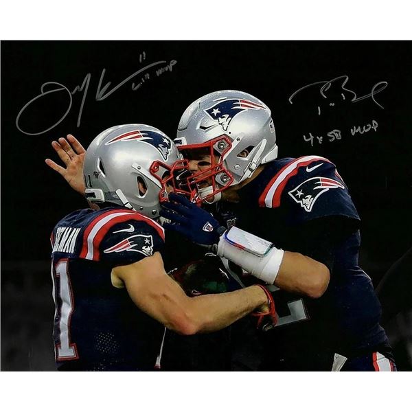 New England Patriots Julian Edelman and Tom Brady facsimile signed  photo