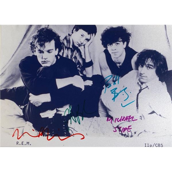 R.E.M. facsimile band signed photo
