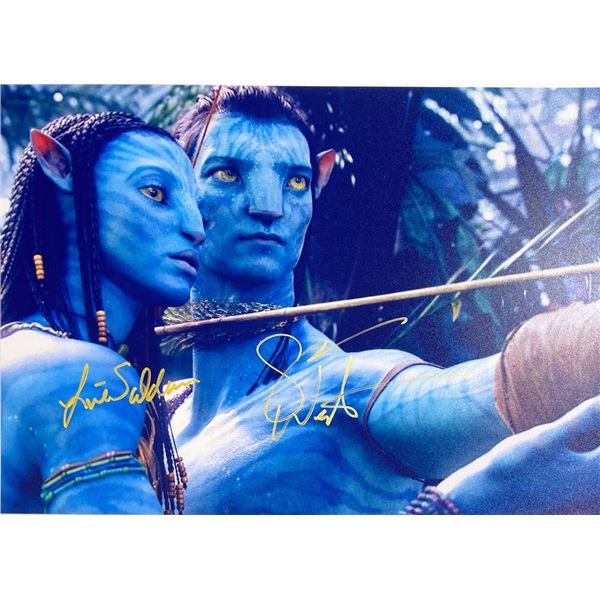 Avatar Zoe Saldana and Sam Worthington facsimile signed  movie photo