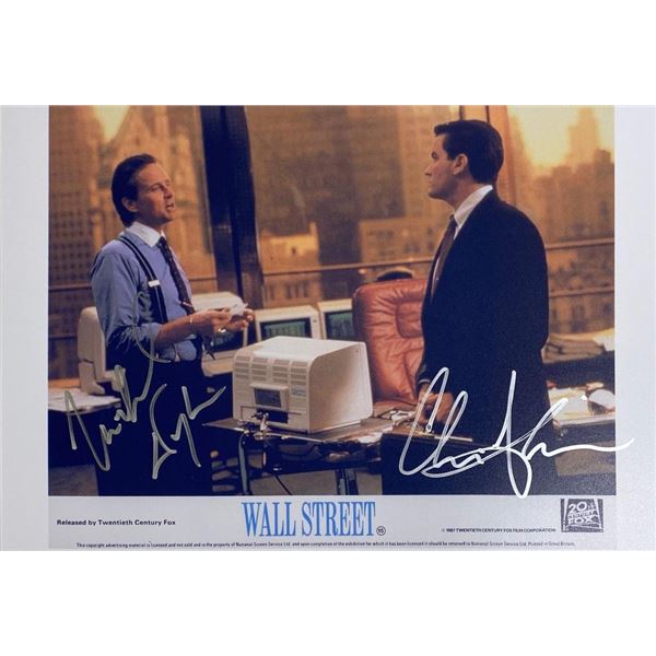 Wall Street Michael Douglas and Charlie Sheen facsimile signed movie photo
