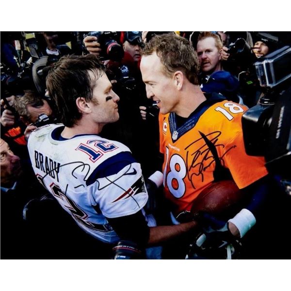 Tom Brady & Peyton Manning  New England Patriots Denver Broncos facsimile signed  photo
