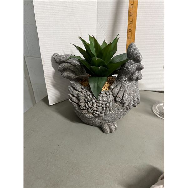 Brewster planter with artificial plant decor