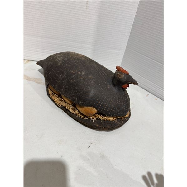South African guinea fowl folk art pottery figurine.