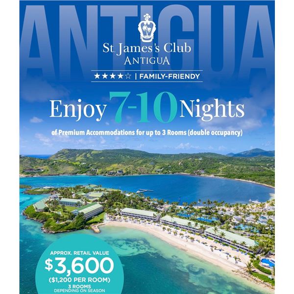 ANTIGUA VACATION ST. JAMES CLUB, 7-10 NIGHTS OF PREMIUM ACCOMMODATIONS