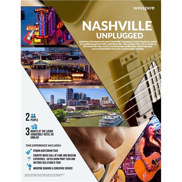NASHVILLE UNPLUGGED 3 NIGHTS FOR 2