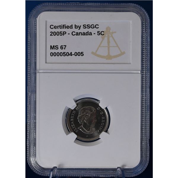Canada 2005P 5 Cent SSGC MS 67 Victory Design