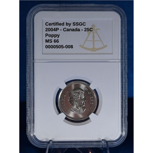 Canada 2004P 25 Cent SSGC MS 66 Colourized Poppy