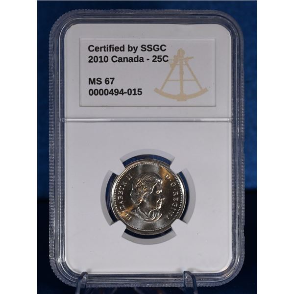 Canada 2010 25 Cent SSGC MS 67 Coloured Poppy