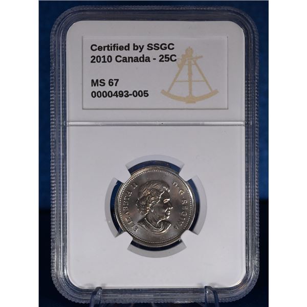 Canada 2010 25 Cent SSGC MS 67 Coloured Poppy