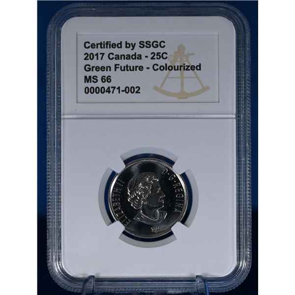 Canada 2017 25 Cent SSGC MS 66 Colourized Green Future