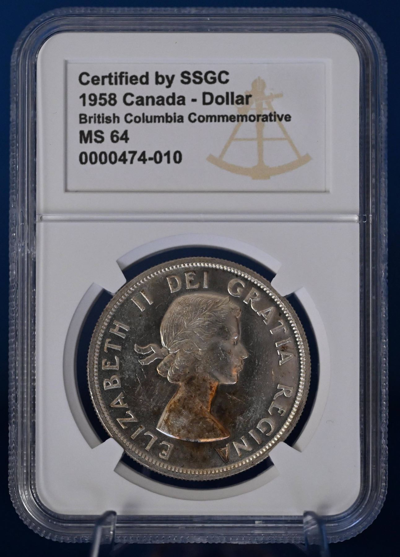 Canada 1958 1 Dollar SSGC MS 63 BC Commemorative