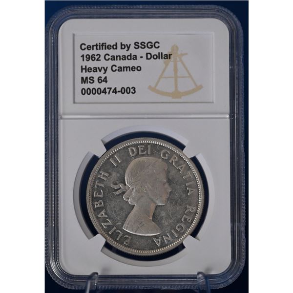 Canada 1962 1 Dollar SSGC MS 64 Heavy Cameo