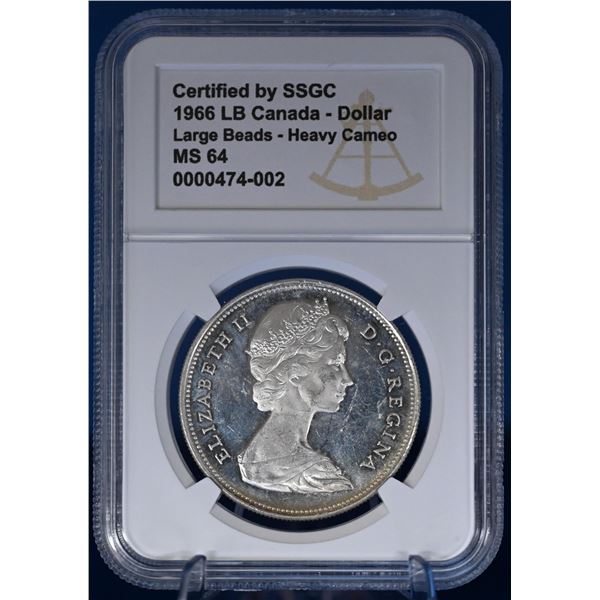 Canada 1966 1 Dollar SSGC MS 64 Large Bead Heavy Cameo