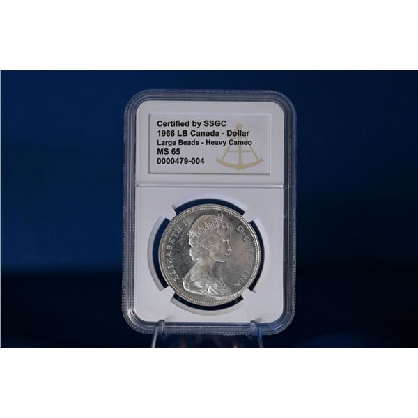 Canada 1966 1 Silver Dollar SSGC MS 65 LB Heavy Cameo