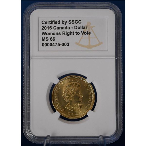 Canada 2016 1 Loonie Dollar SSGC MS 66 Women's Right to Vote Commemorative, Non-Coloured