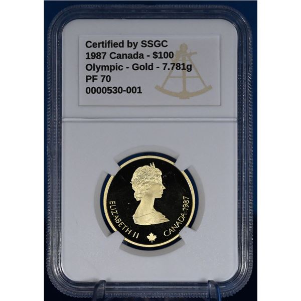 Canada 1987 100 Dollar Gold SSGC PF 70 Calgary Olympic Commemorative