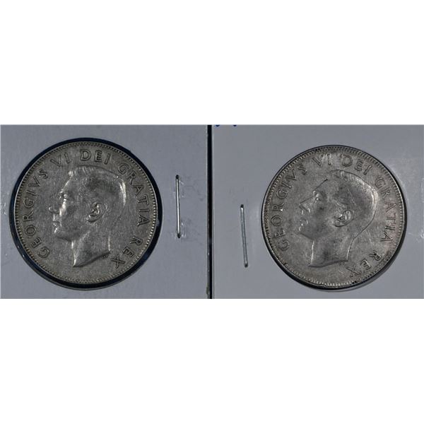 Canada 2X Silver 50 Cent 1949 & 1950