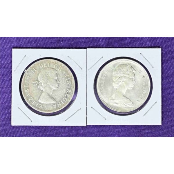 Canada 2X Silver Dollar  1964 & 1961
