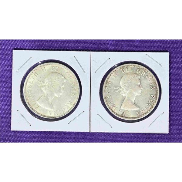 Canada 2X Silver Dollar  1964 & 1961