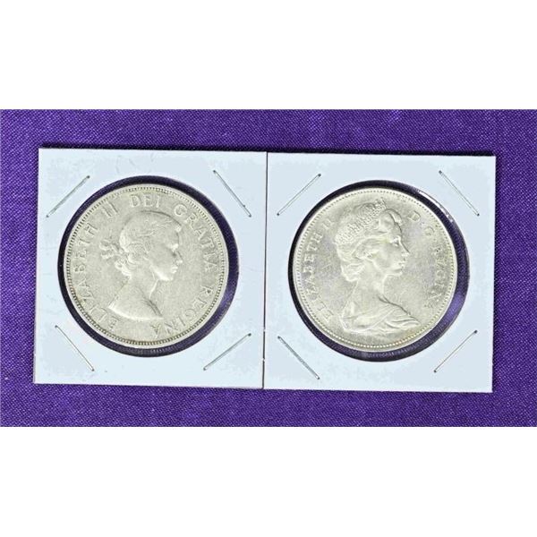 Canada 2X Silver Dollar  1964 & 1961