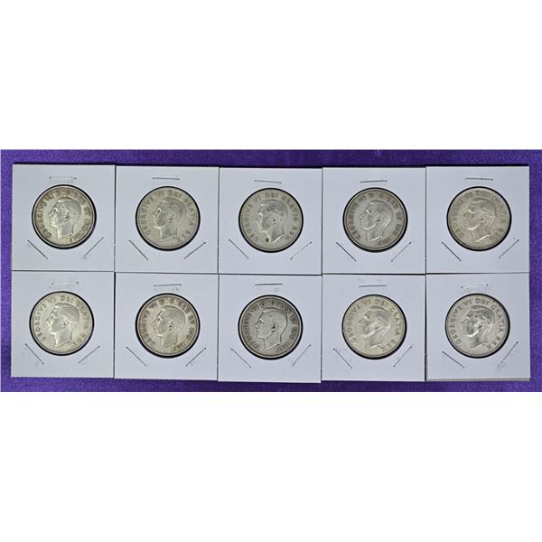 Canada 10X Silver 50 Cent George VI Random Years