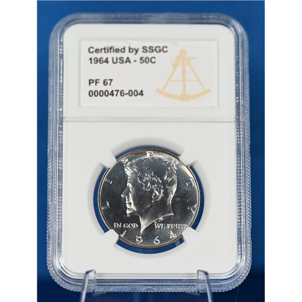 USA 1964 Silver Kennedy Half Dollar SSGC PF 67