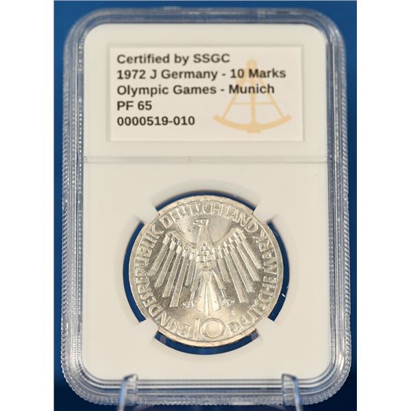 FRG 1972 SSGC PF 65 Munich Olympic Games, reverse "In Deutschland" (.625, 9.69g ASW)