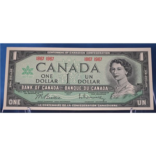 BC-45a 1967 1 dollar- Beattie-Rasminsky  - Centennial plate 14F/17B GUNC
