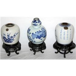 3 Vintage Asian Vases on Stands