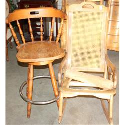 Lot of 2 Chairs- 1 is a Antique Rocking Chair
