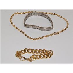 Stainless Steel W/Diamond & Gold Tone Bracelets