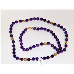Necklace With Amethyst & Gold Beads