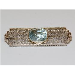 1900's 10.00Ctw AAA Aquamarine Vintage Brooch Hand