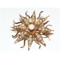 1900's Brooch Australian Opal & Pearls Hand Made