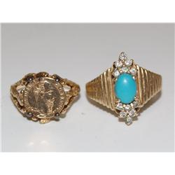 Turquoise Ring & Vintage Coin Ring