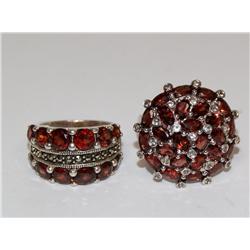 Sterling Silver Rings With Garnet Stones