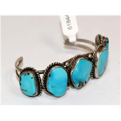 Navajo Sterling Silver Bracelet Bisbee Turquoise