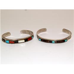 2 Zuni Sterling Silver Bracelets With Turquoise