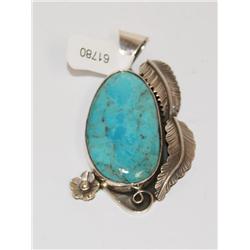 Large Sterling Silver & Turquoise Pendant