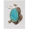 Image 1 : Large Sterling Silver & Turquoise Pendant