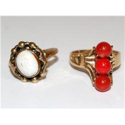 AAA Australian Opal & Red Coral Ring