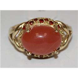 AAA Pink Jade & Garnet Hand Made Ladies Ring