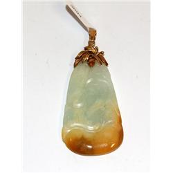 1940's Green Apple Cinnamon Jade Hand Carved Penda