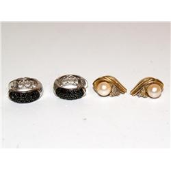 Black Diamonds Earrings & White Pearl Earrings