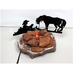 Red Sand Stone Shadow Lamp Cowboy & Horse