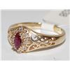Image 2 : 14K Gold Ring With Diamonds & Ruby