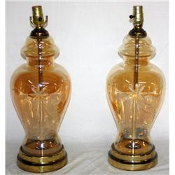Set of Iridescent Lamps w/ Cut Design