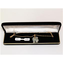 14K Gold Necklace With Jade Elephant Pendant