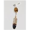 Image 1 : Authentic Navajo Sterling Tiger Eye & Feather Pend