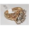 Image 1 : 14K Gold Nugget Ladies Diamonds Ring